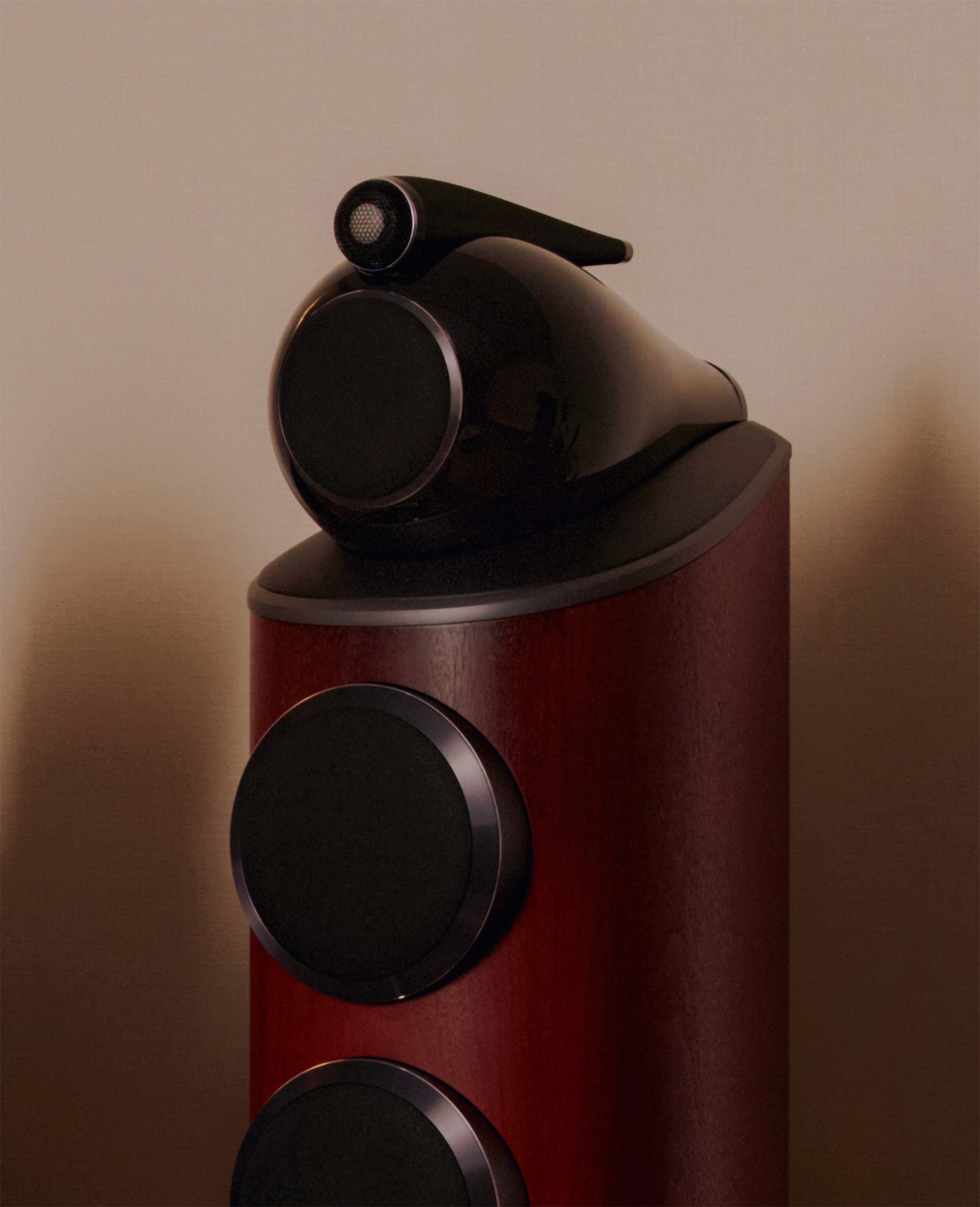 Detail of a Bowers & Wilkins speaker in the PLAYA Audio Lounge